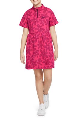 Nike Kids' Print Half Zip Dress in Rush Pink/Sangria/Sangria