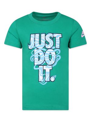 Nike Kids slogan-print cotton-blend T-shirt - Green