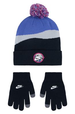 Nike Kids' Snow Day Peak Beanie & Gloves Set in 023-Black