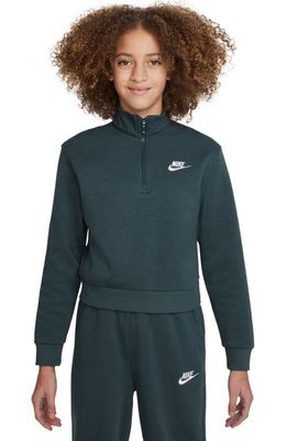 Nike Kids' Sportswear Club Fleece Quarter Zip Pullover in Deep Jungle/White