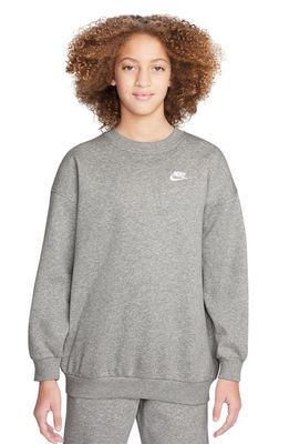 Nike Kids' Sportswear Club Fleece Sweatshirt in Dark Grey Heather/White