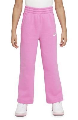 Nike Kids' Sportswear Club Fleece Wide Leg Pants in Playful Pink/Pink/White