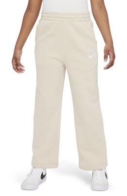 Nike Kids' Sportswear Club Fleece Wide Leg Pants in Sanddrift/White