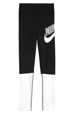 Nike Kids' Sportswear Colorblock Leggings in Black/White