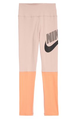 Nike Kids' Sportswear Colorblock Leggings in Pink Oxford/Crimson Bliss