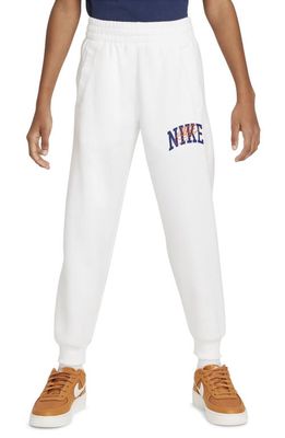 Nike Kids' Sportswear Fleece Joggers in White/Safety Orange