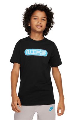 Nike Kids' Sportswear Logo Cotton Graphic Tee in Black