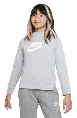 Nike Kids' Sportswear PE Fleece Hoodie in Light Smoke Grey/White