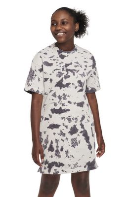 Nike Kids' Sportswear Print Cotton T-Shirt Dress in Black/White