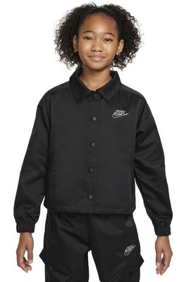 Nike Kids' Sportswear Snap Front Jacket in Black/White