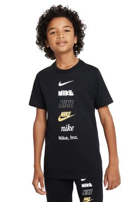 Nike Kids' Sportswear Stacked Logo Graphic Tee in Black