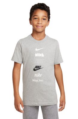 Nike Kids' Sportswear Stacked Logo Graphic Tee in Dk Grey Heather