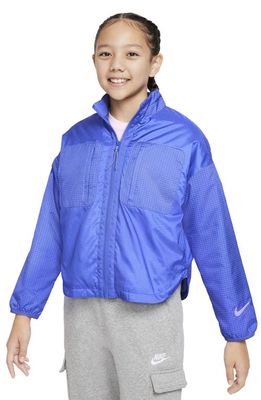 Nike Kids' Sportswear Water Repellent Ripstop Jacket in Blue Joy/Sea Glass