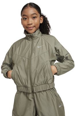 Nike Kids' Sportswear Windrunner Water Repellent Jacket in Medium Olive/Light Bone