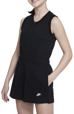 Nike Kids' Sportwear Sleeveless Cotton Knit Romper in Black/White