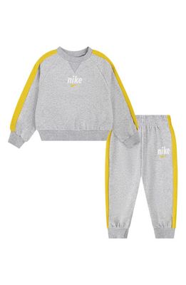 Nike Kids' Stripe Crewneck Sweatshirt & Joggers Set in Light Smoke Grey