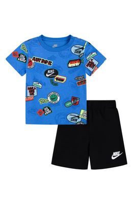 Nike Kids' T-Shirt & Sweat Shorts Set in Blue/black