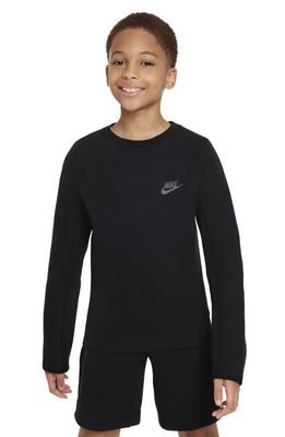 Nike Kids' Tech Fleece Crewneck Sweatshirt in Black/Black/Black