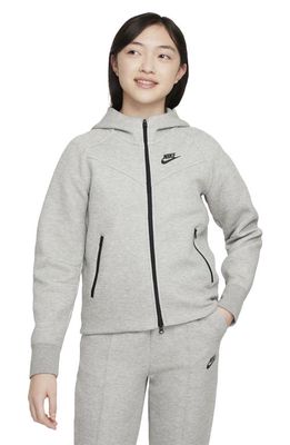 Nike Kids' Tech Fleece Full Zip Hoodie in Dark Grey Heather/Black