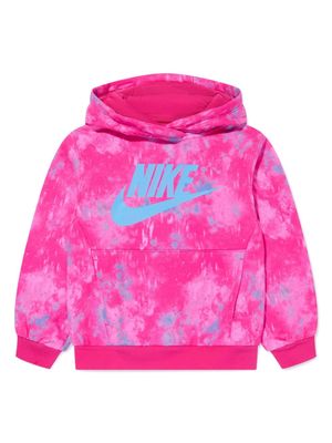 Nike Kids tie-dye print jersey hoodie - Pink