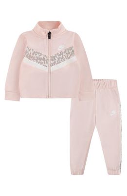 Nike Leopard Tricot Tracksuit Set in Echo Pink