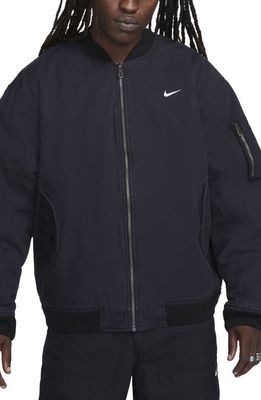 Nike Life Therma-FIT Woven Bomber Jacket in Black/White