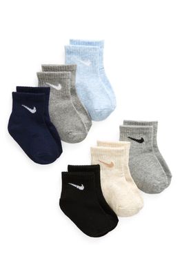 Nike Logo Assorted 6-Pack Crew Socks in Pale Ivory Heather