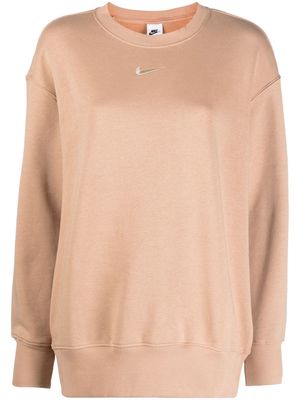 Nike logo-embroidered crew-neck sweatshirt - Neutrals
