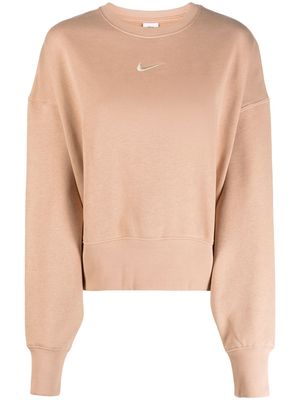 Nike logo-embroidered drop-shoulder sweatshirt - Neutrals