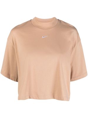Nike logo-print cropped T-shirt - Neutrals