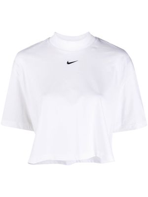 Nike logo-print cropped T-shirt - White