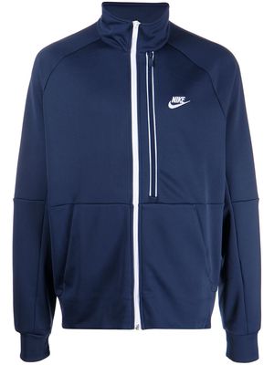 Nike logo-print funnel neck jacket - Blue