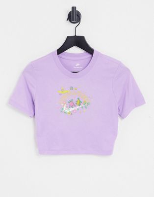 Nike Logo Twist Pack crop t-shirt in pale purple