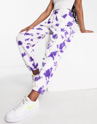 Nike loose-fit tie-dye cuffed fleece sweatpants in purple