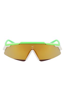 Nike Marquee M 66mm Oversize Shield Sunglasses in Green Strike/Bronze Mirror