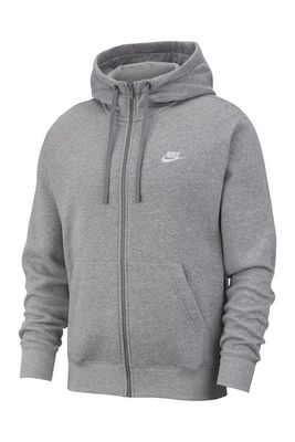 Nike Men's Club Zip-Up Logo Hoodie in D Gr H/white