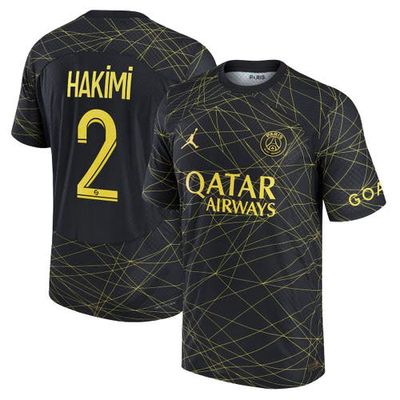 Nike Men's Jordan Brand Achraf Hakimi Black Paris Saint-Germain 2022/23 Fourth Vapor Match Authentic Player Jersey