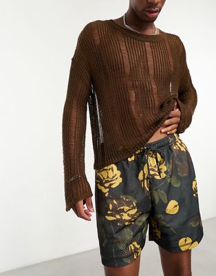 Nike mesh rose print shorts in brown - part of a set