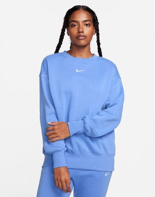 Nike Mini swoosh sweatshirt in polar blue-Black