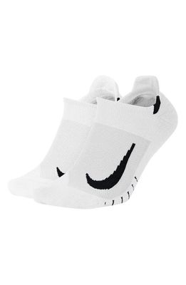 Nike Multiplier Assorted 2-Pack No-Show Running Socks in White/Black
