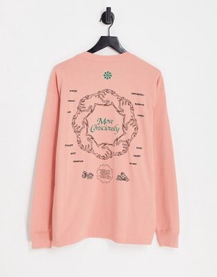 Nike oversized back print graphic long sleeve T-shirt in coral-Orange