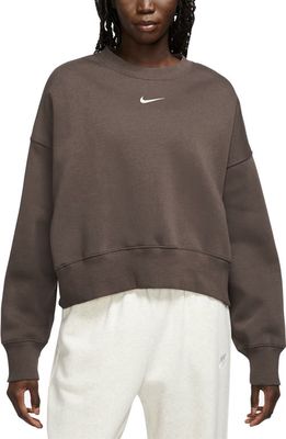 Nike Phoenix Fleece Crewneck Sweatshirt in Baroque Brown/Sail