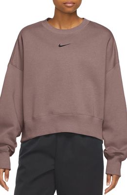 Nike Phoenix Fleece Crewneck Sweatshirt in Smokey Mauve/Black