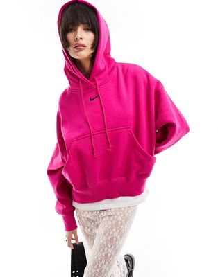 Nike Phoenix Fleece Over-Oversized cropped hoodie in pink