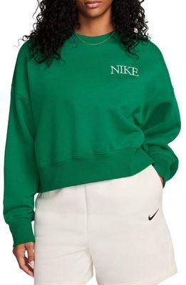 Nike Phoenix Fleece Varsity Oversize Crewneck Sweatshirt in Malachite at Nordstrom, Size X-Large