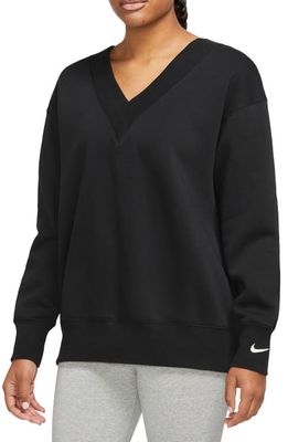 Nike Phoenix Oversize Fleece Sweatshirt in Black/Sail