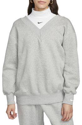 Nike Phoenix Oversize Fleece Sweatshirt in Dark Grey Heather/Sail