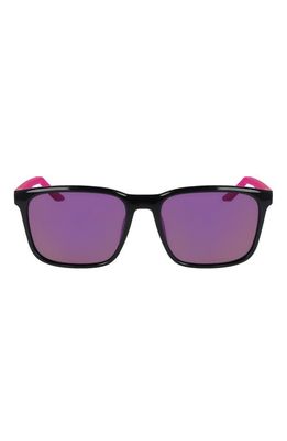 Nike Rave 57mm Polarized Square Sunglasses in Black/Polar Pink Flash