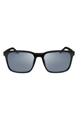 Nike Rave 57mm Polarized Square Sunglasses in Black/Polar Silver Flash