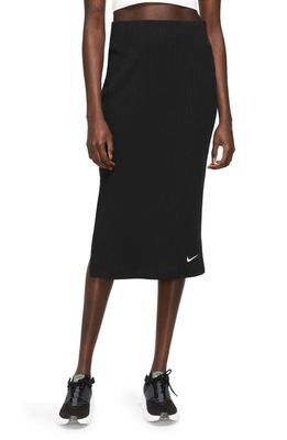 Nike Rib Cotton Blend Skirt in Black/White